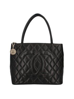 Chanel Medallion Tote Caviar Leather Handbag Black